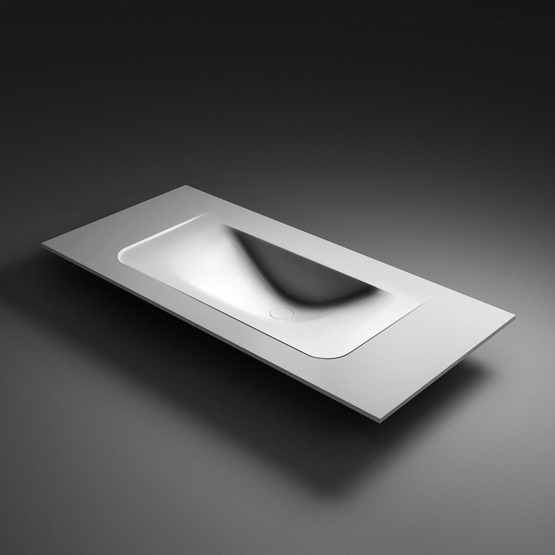 A rectangular integrated basin form shown against a dark background