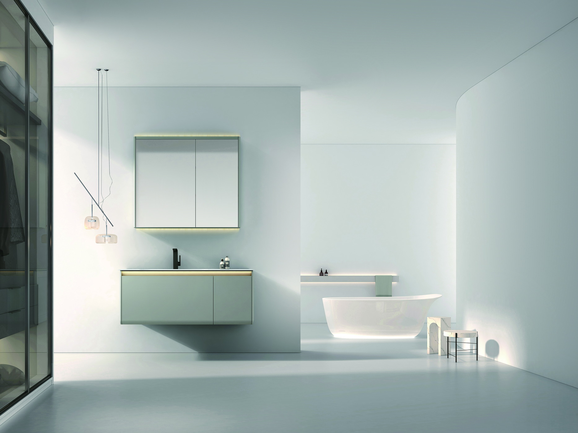 Commercial wash area with an integrated basin top