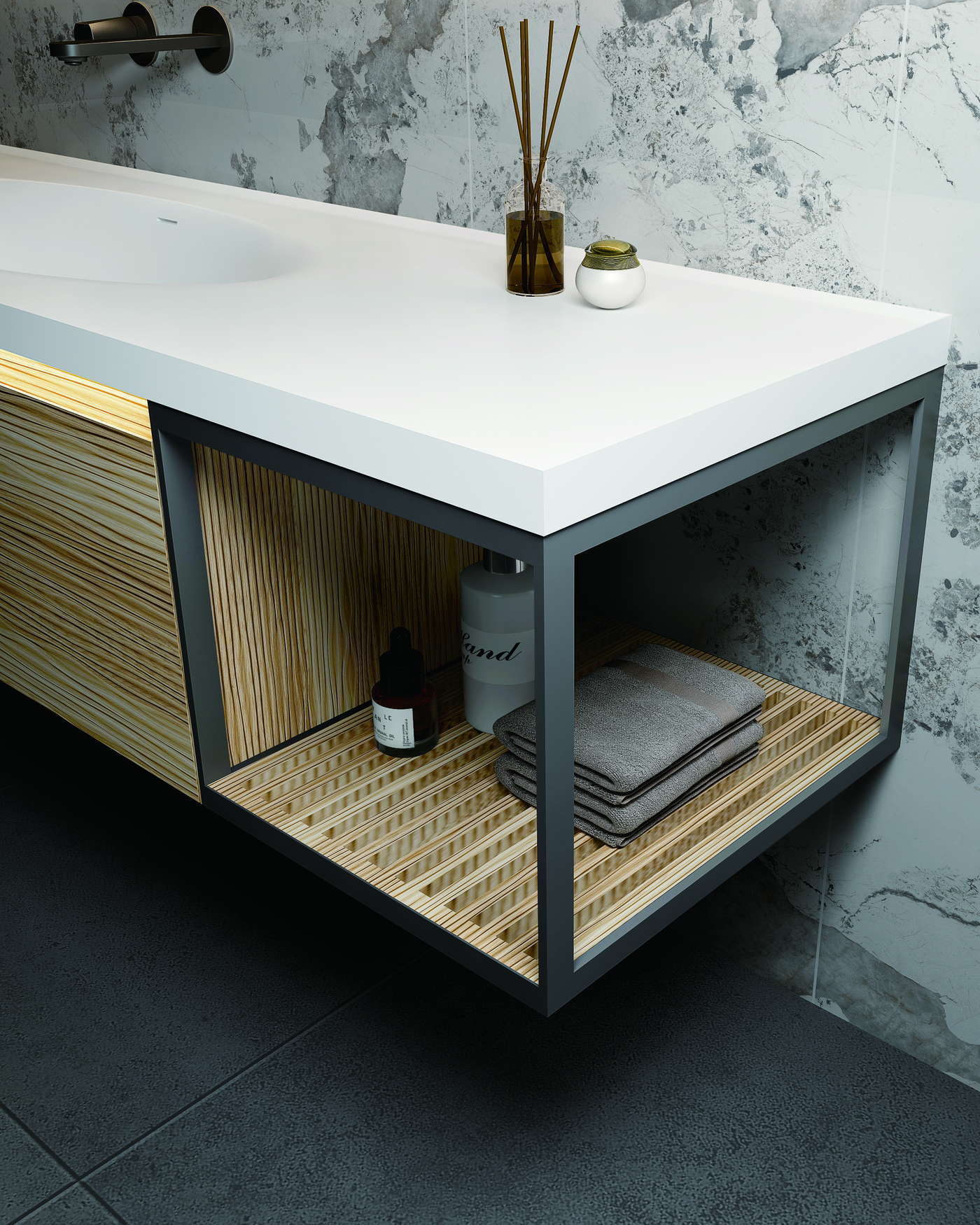 Integrated basin and vanity top formed as one piece