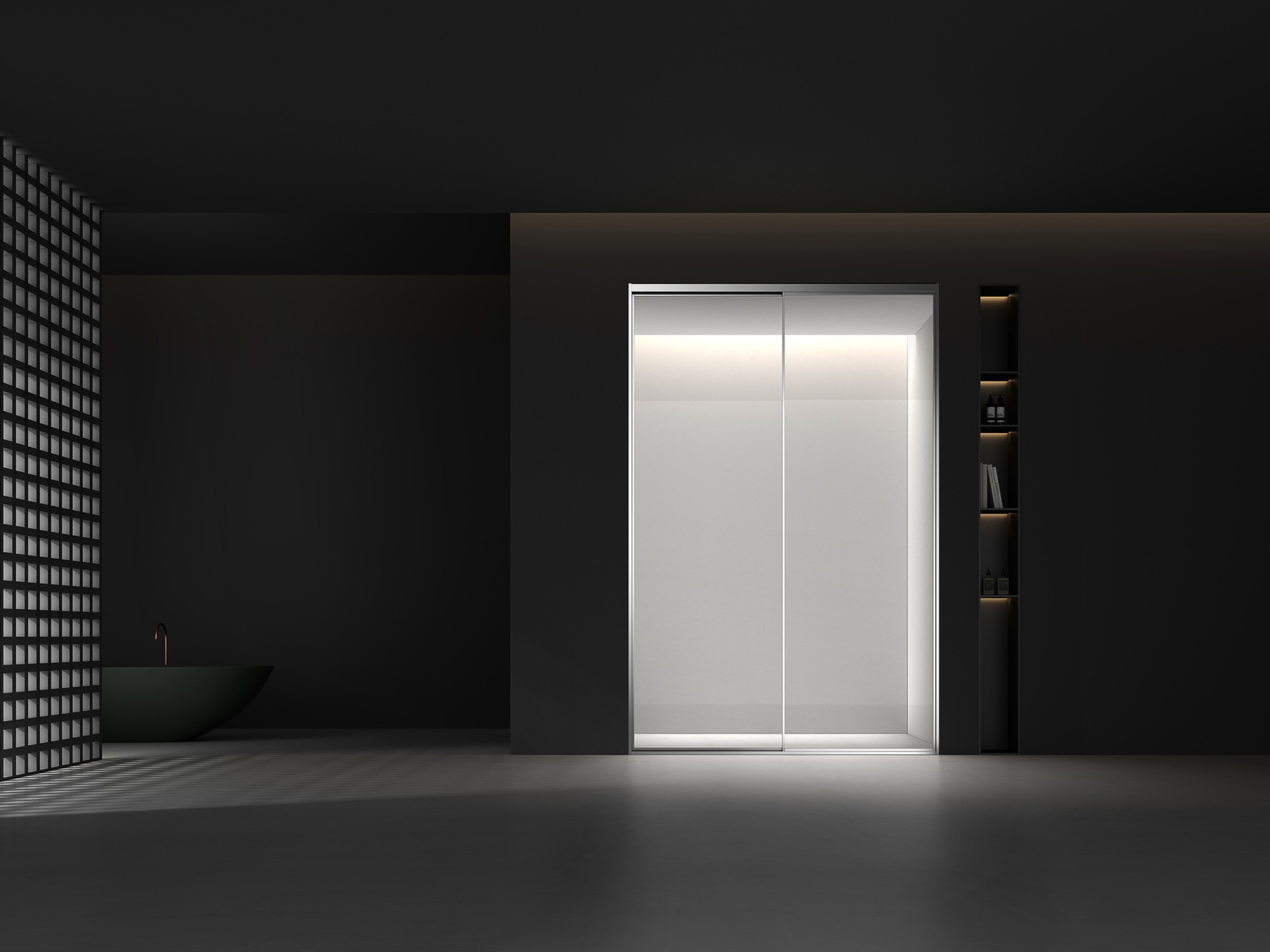 Apartment bathroom with a custom glass shower enclosure