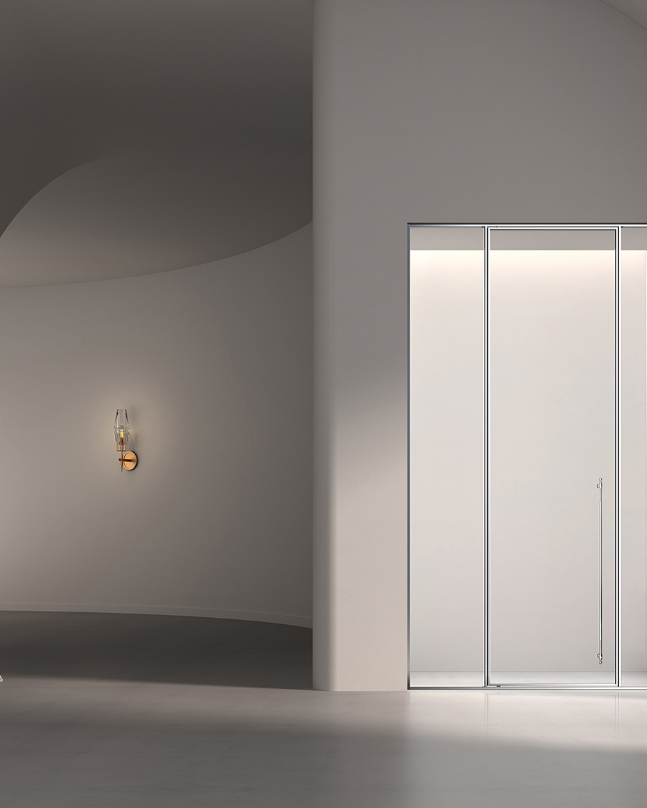 Custom shower enclosure shown in a finished bathroom