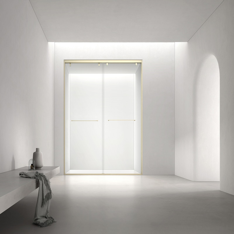 Custom shower enclosure glass panel and frame