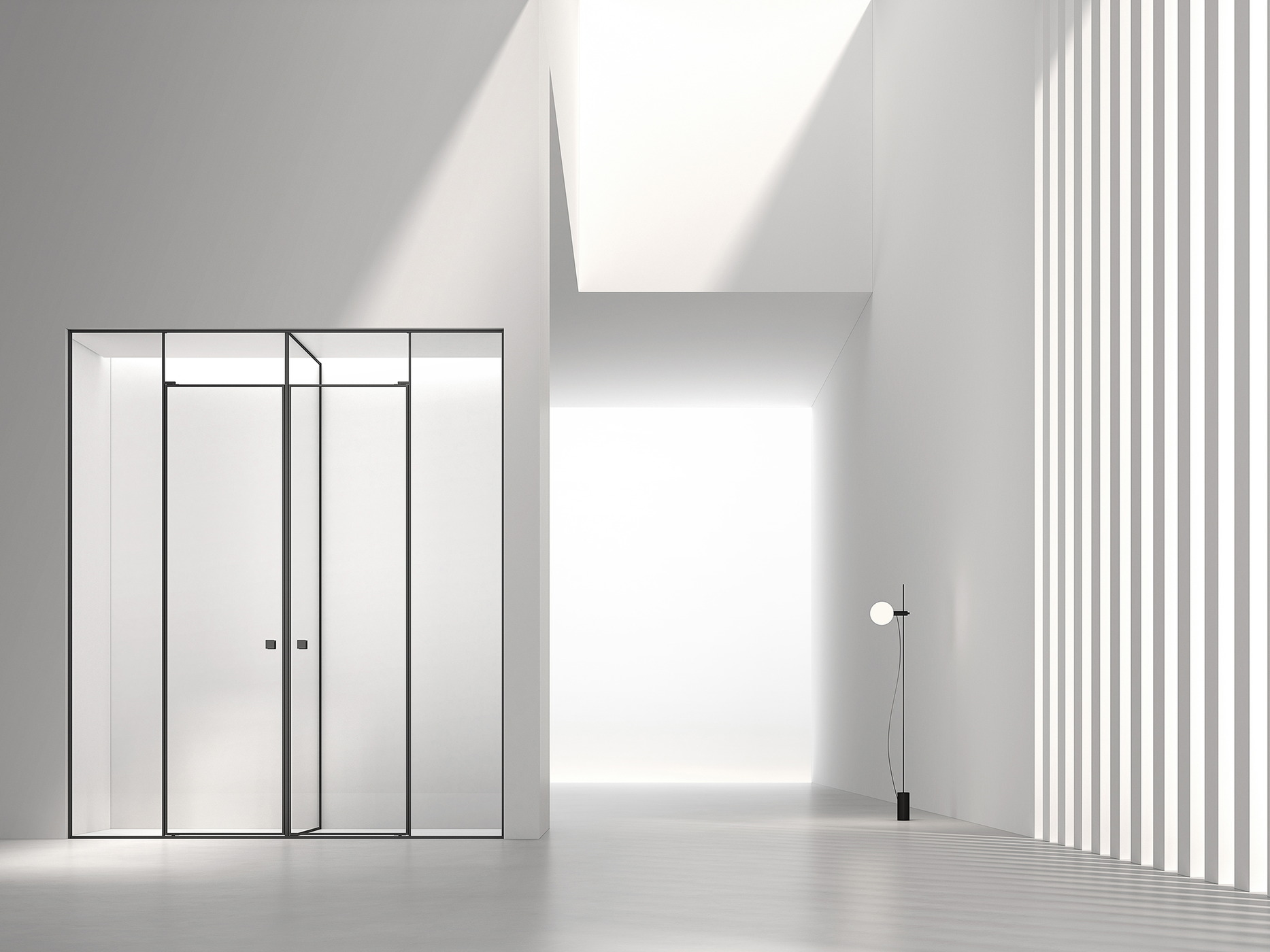 Custom shower enclosure panels shown at specification scale