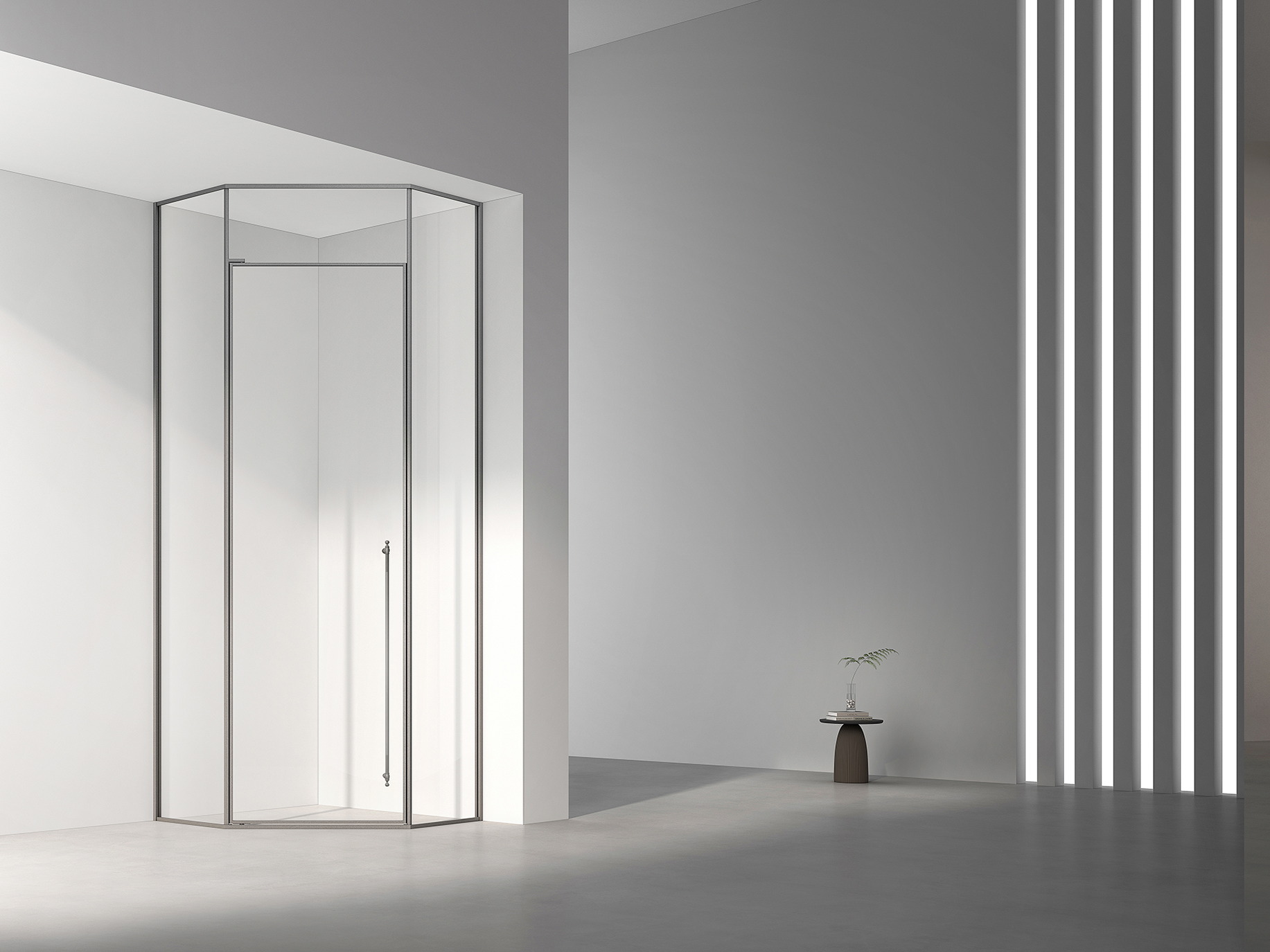 Premium residential bathroom with a custom glass shower enclosure