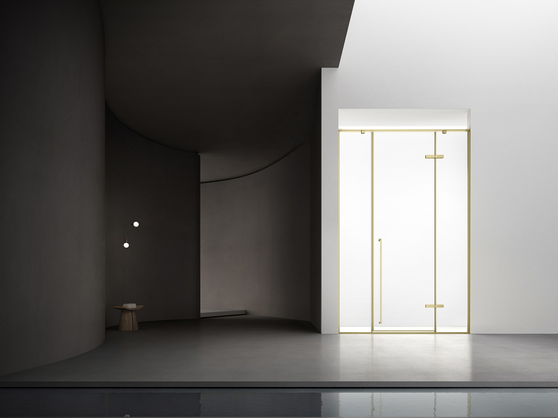 Renovated bathroom with a custom glass shower enclosure