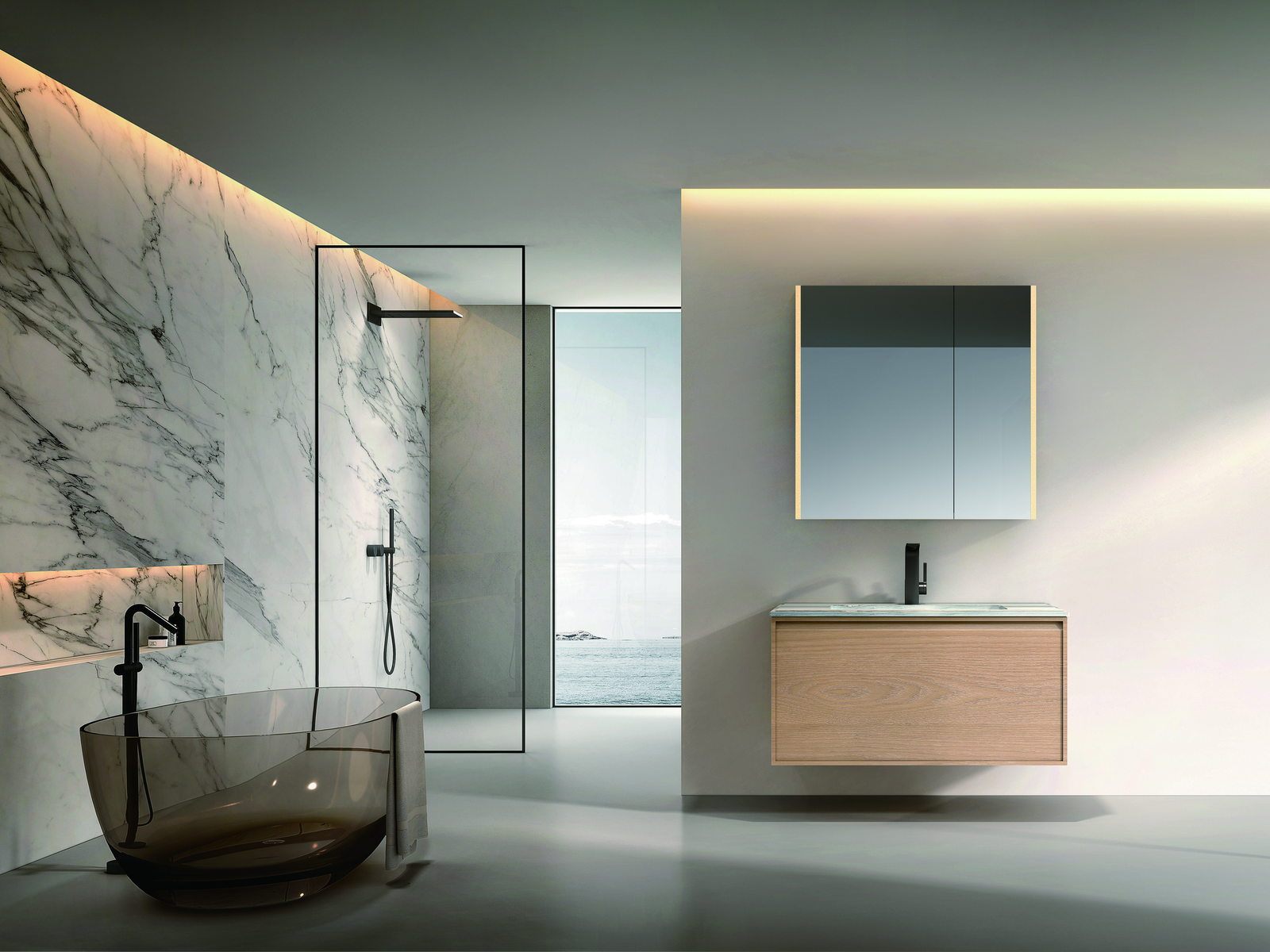 Barrier-free wet room floor served by a linear drain