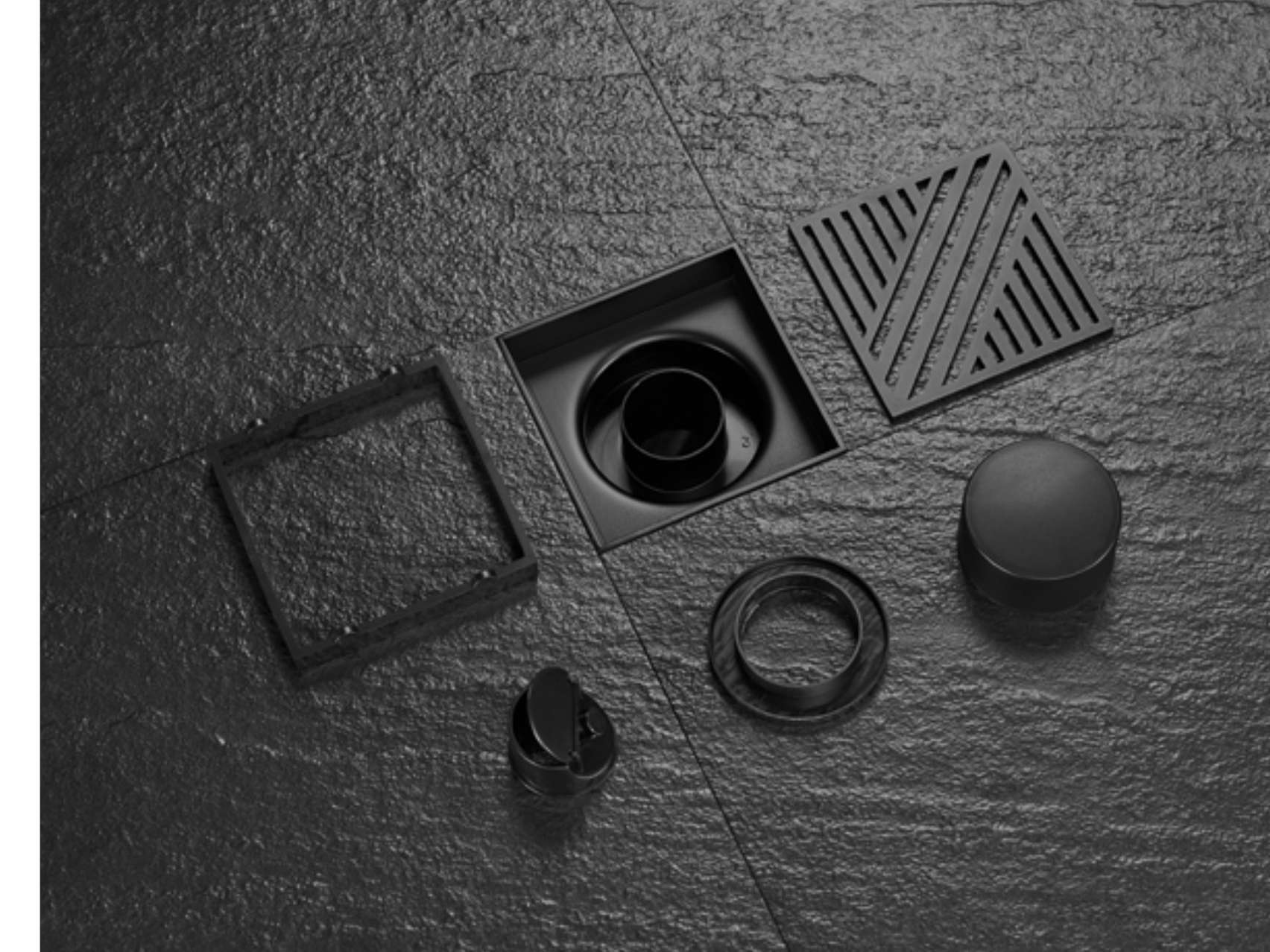 Floor drain body, grate, seal and trap components
