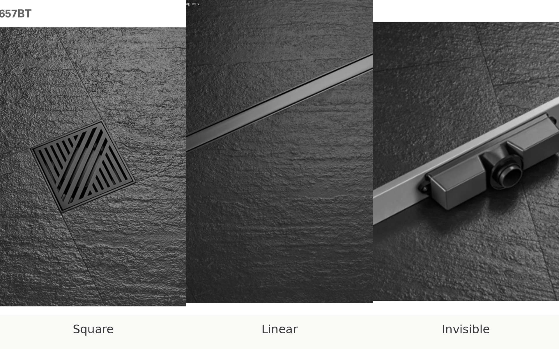 Comparison of square, linear and invisible floor drain types