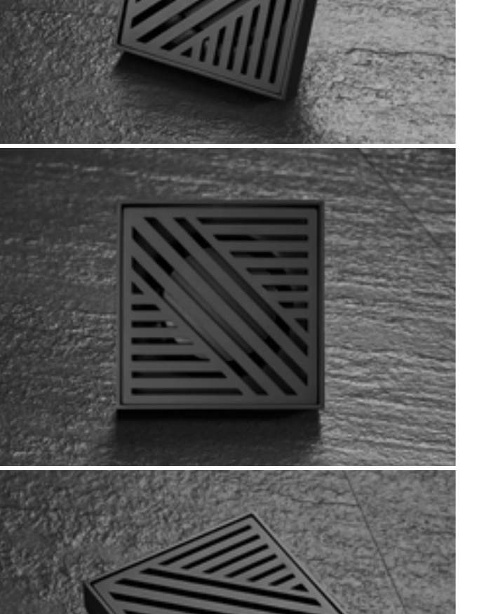 Stainless floor drain grate patterns and finishes