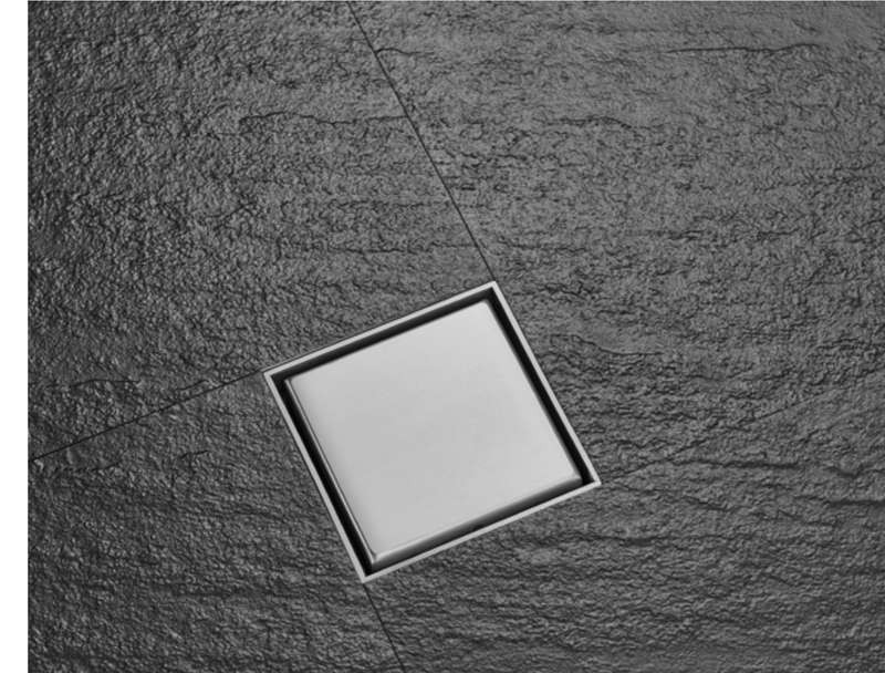 Square floor drain with a concealed tile-insert lid