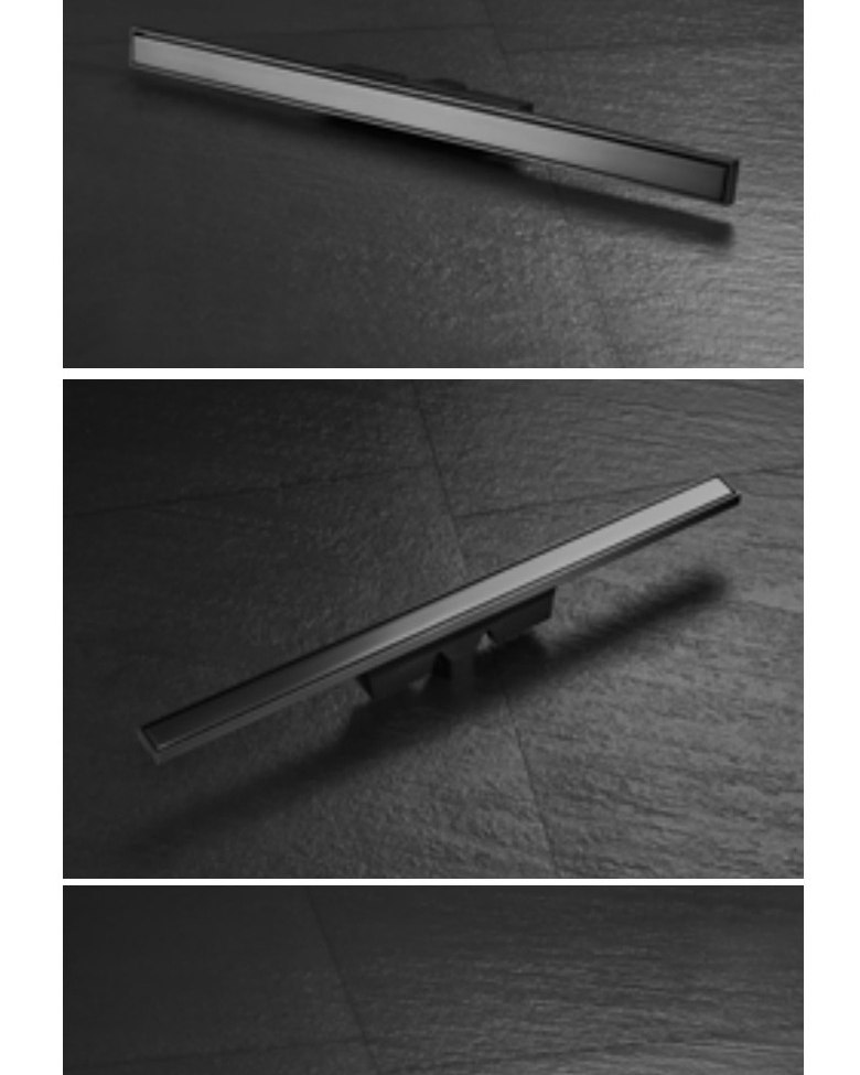 Linear floor drain bodies and end caps shown in detail