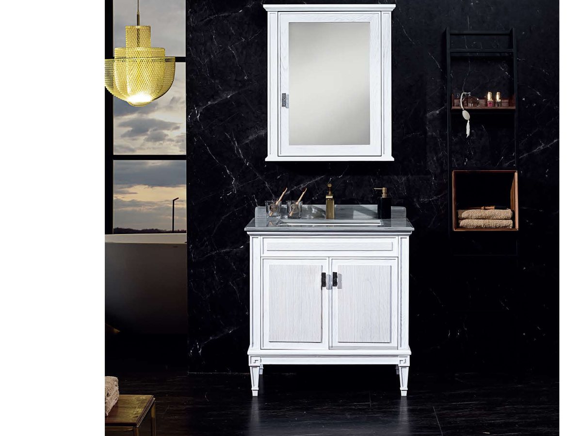 Apartment bathroom with floor-standing vanity