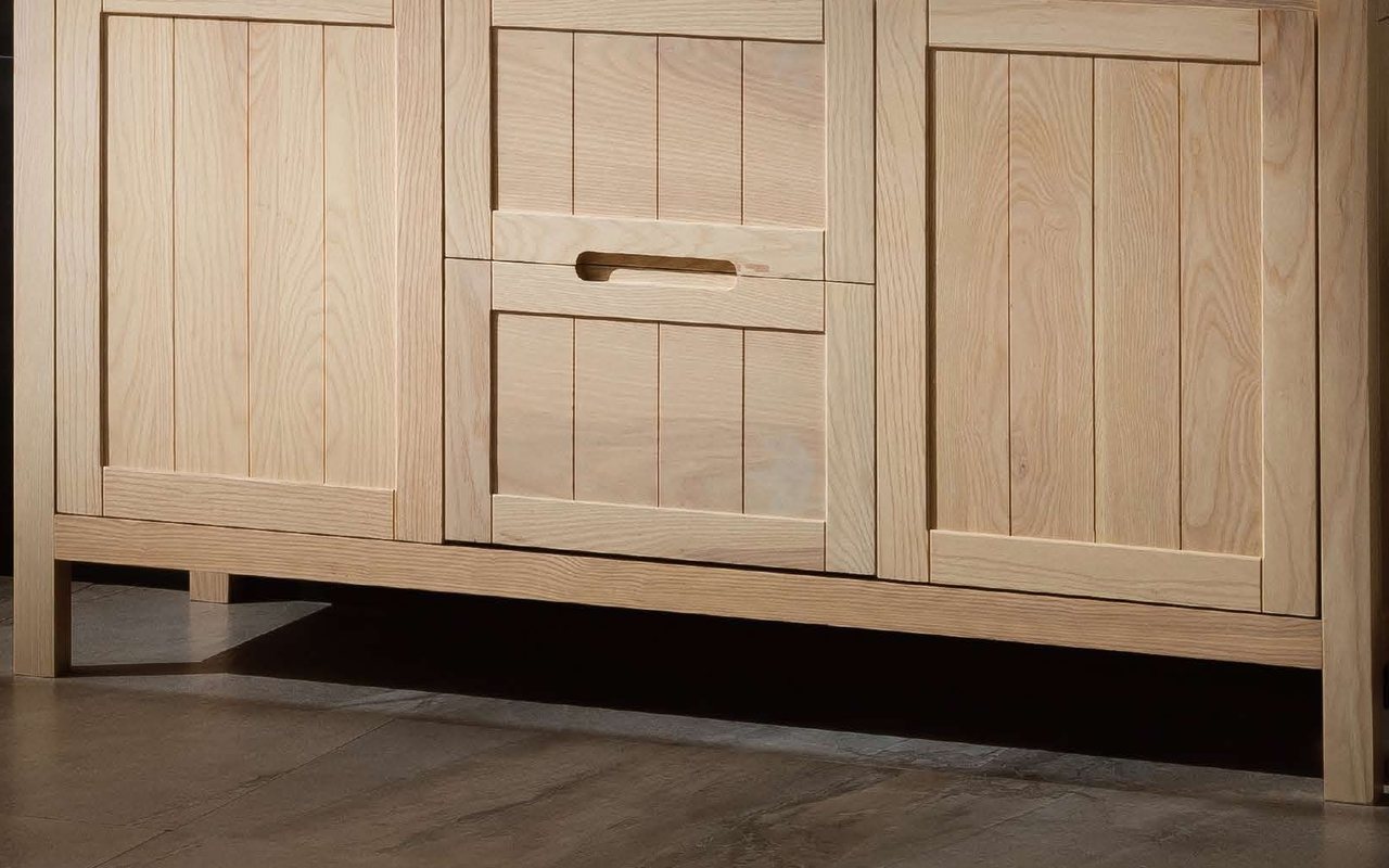 Approved product drawing and finish sample review for floor-standing bathroom vanities