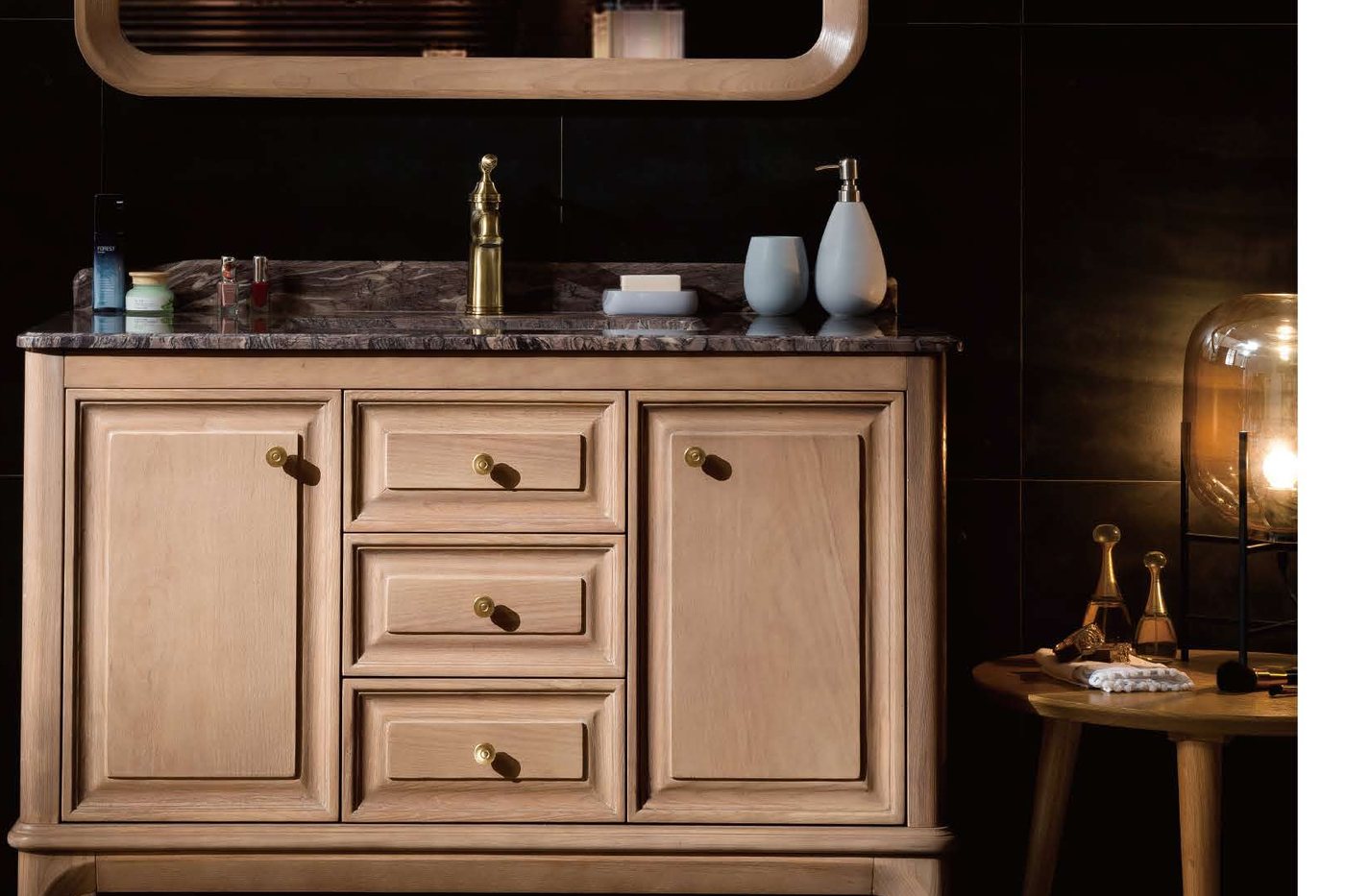 WNS Global team reviewing floor-standing bathroom vanities requirements with product documents