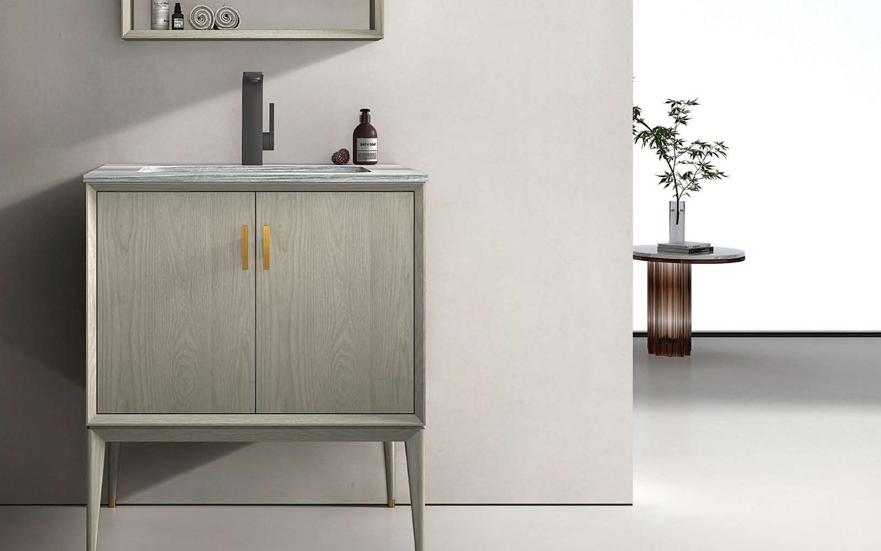 Floor-Standing Bathroom Vanities buyer reviewing specification details and approved project documents