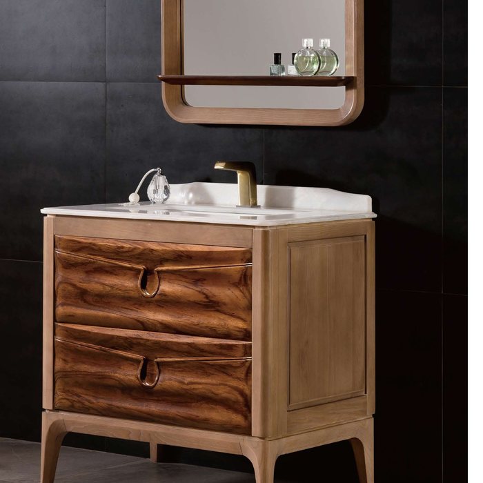 Floor-standing bathroom vanity with countertop basin