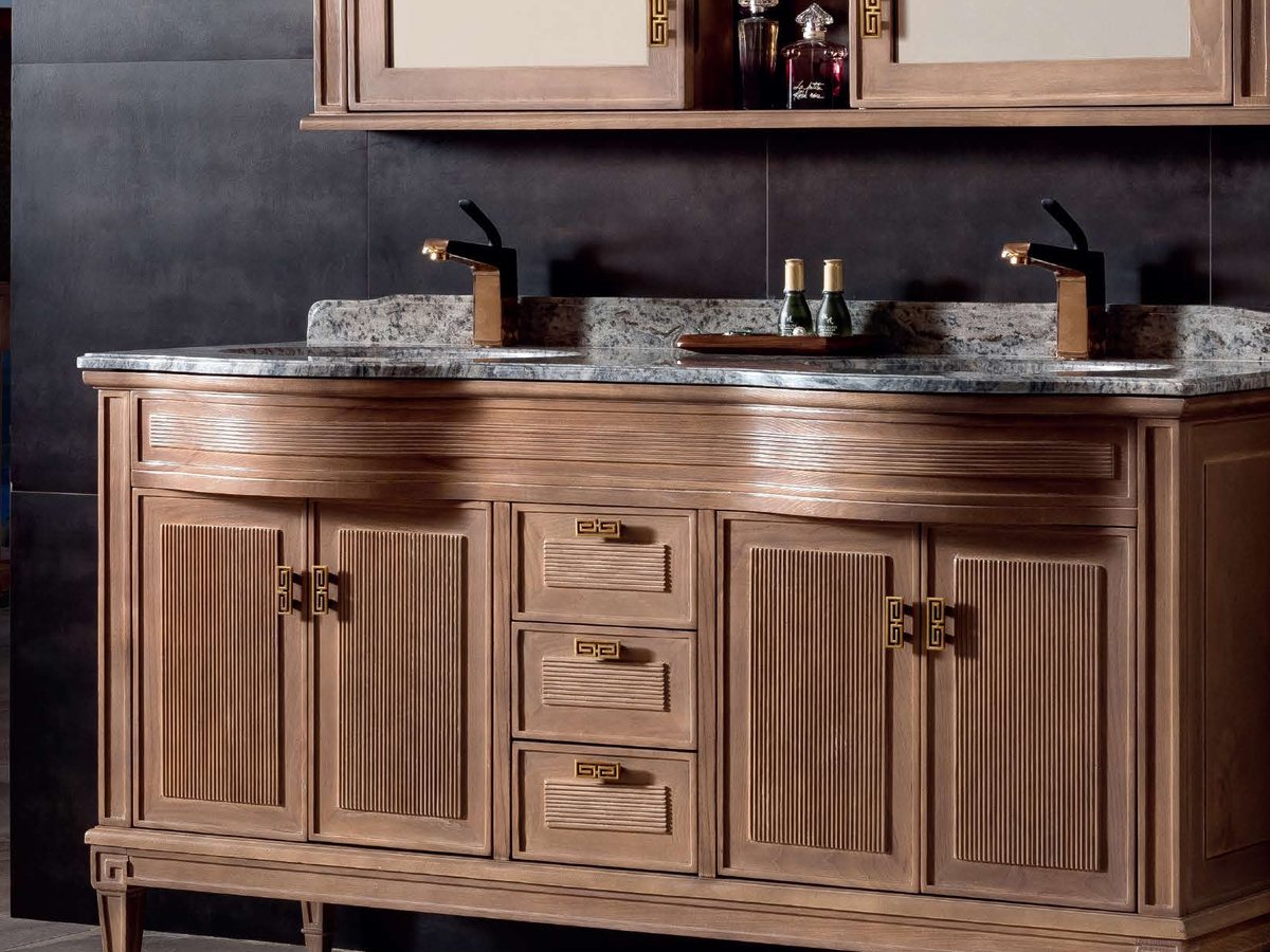Renovated bathroom with floor-standing vanity