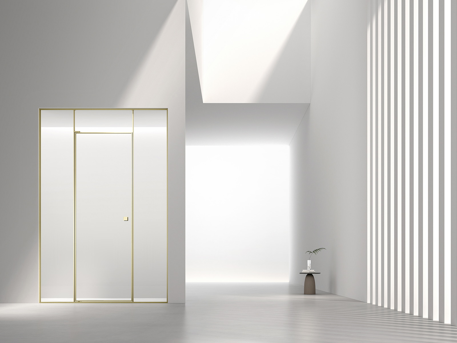 Bi-fold shower enclosure with articulated glass door panels