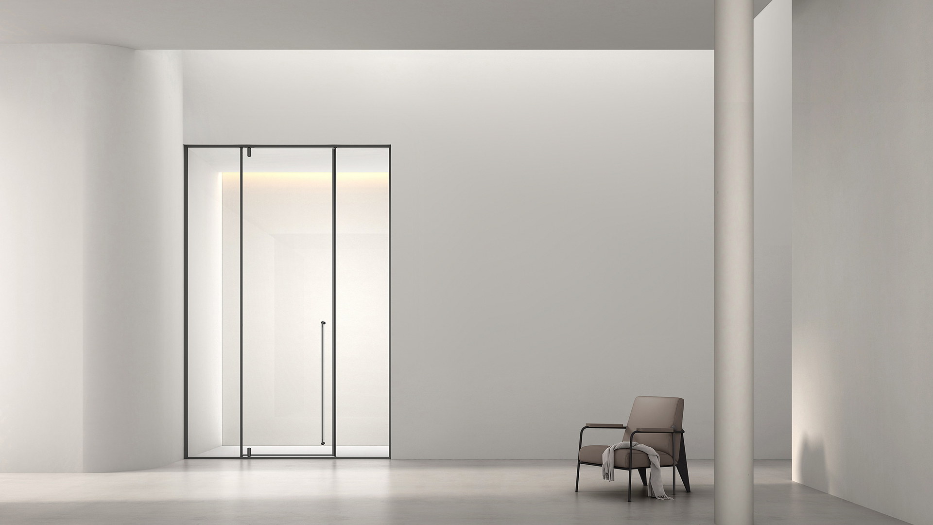 Bathroom space prepared for folding door enclosure specification