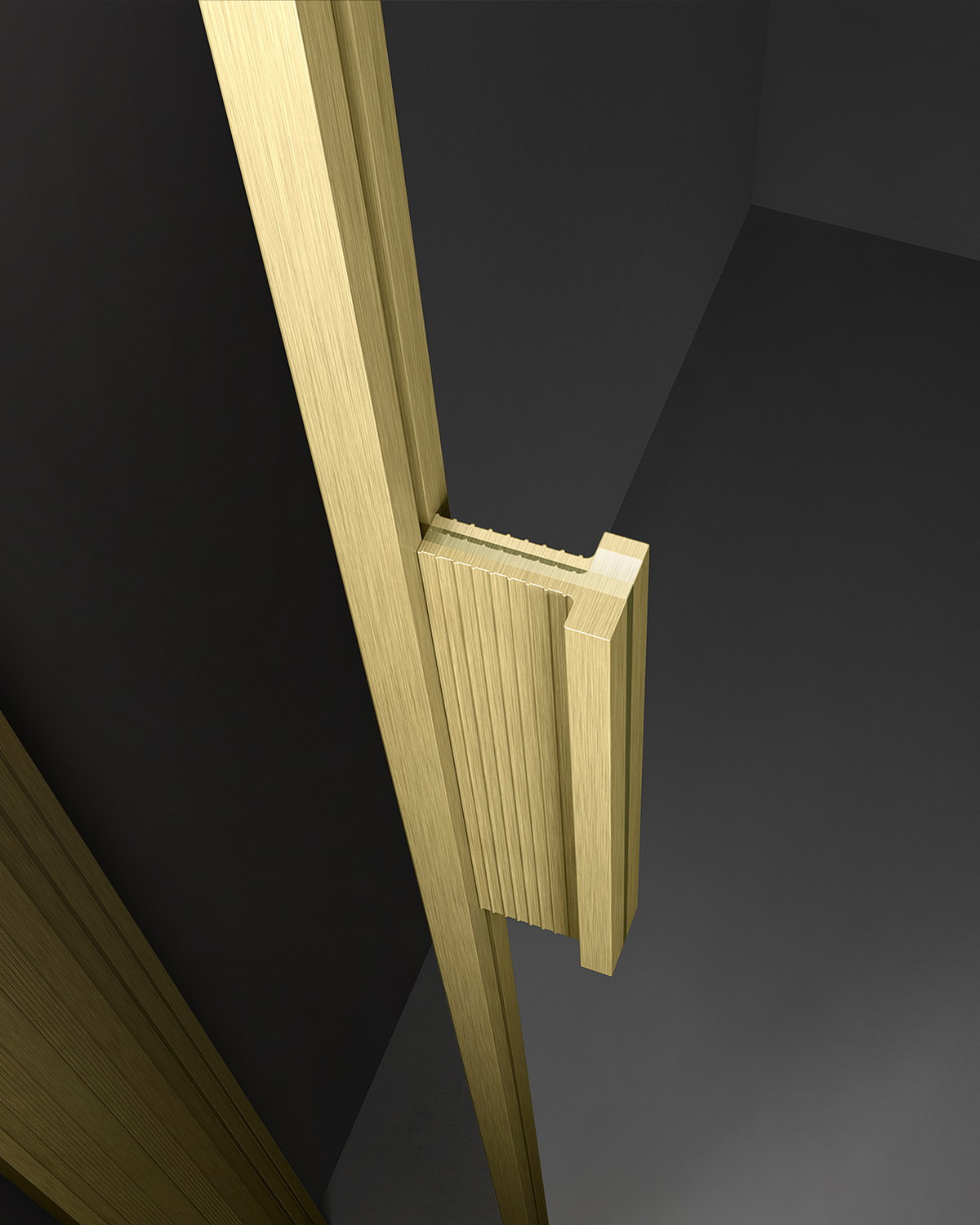 Brass profile edge and joint detail