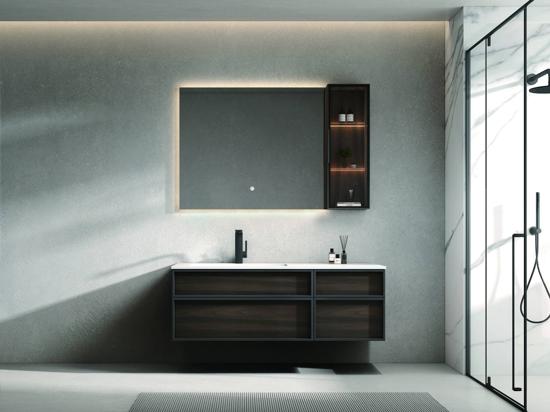 Guest bathroom with a glass shower enclosure