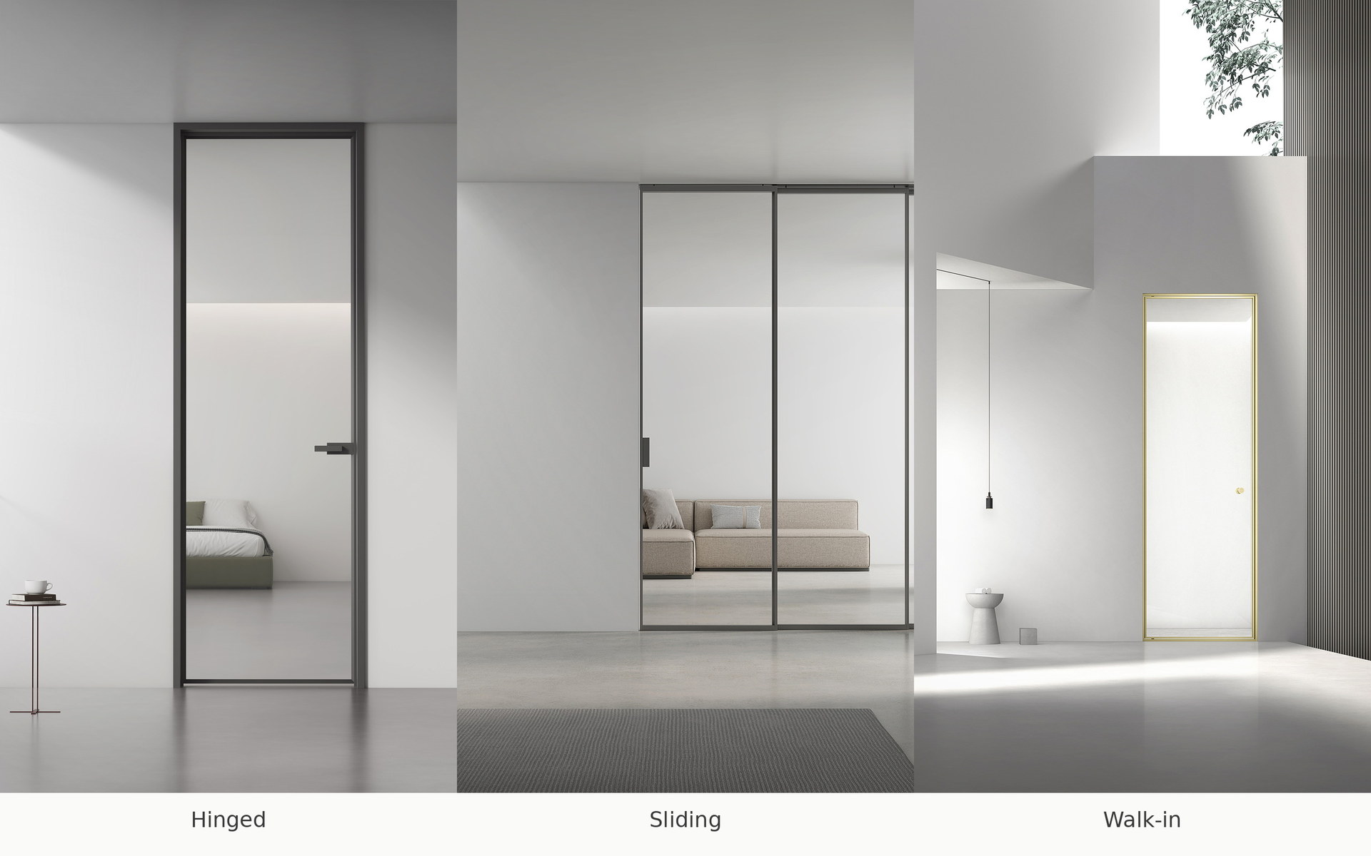 Comparison of hinged, sliding and walk-in frameless enclosure configurations