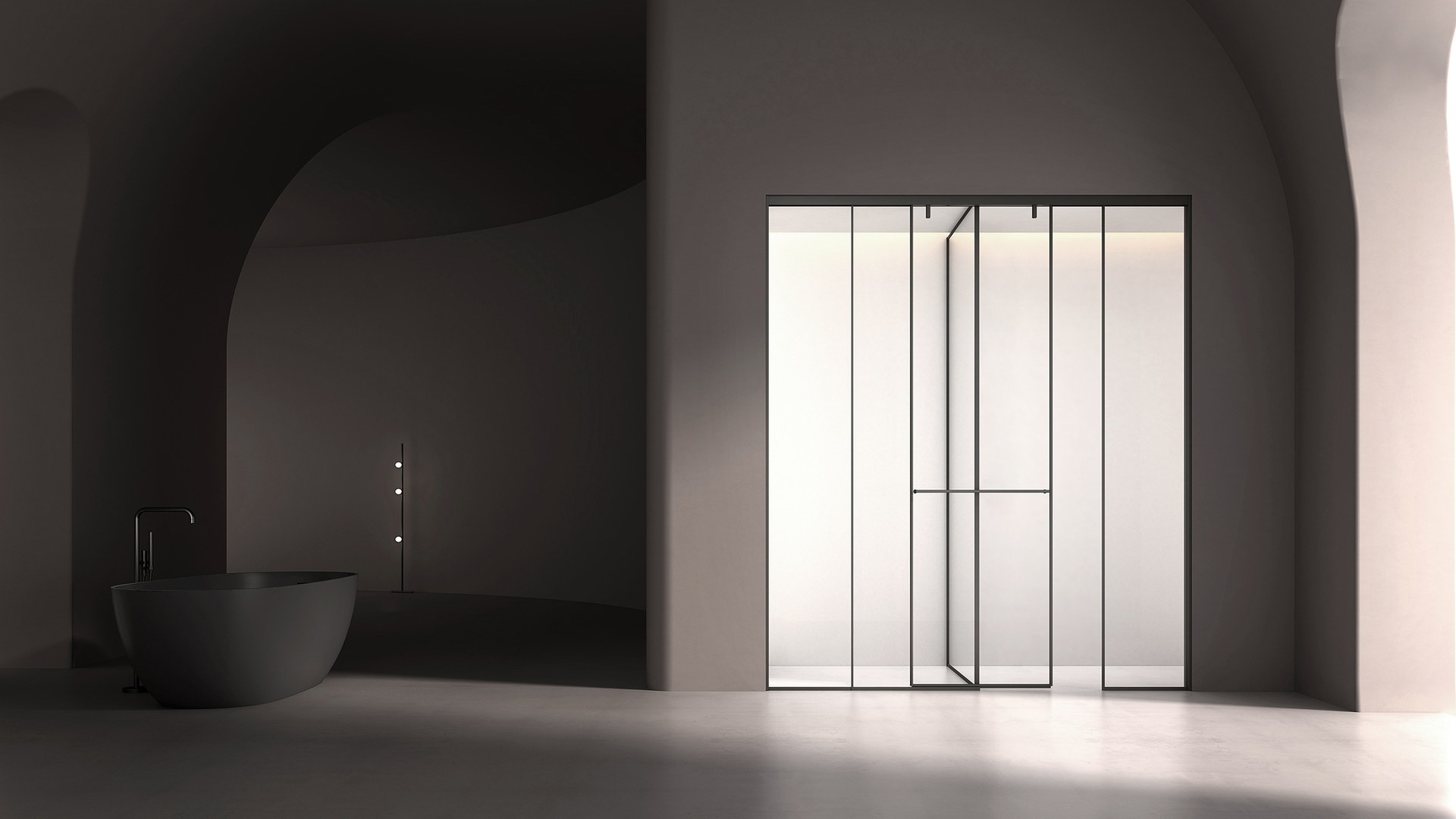 Bathroom space prepared for frameless shower enclosure specification