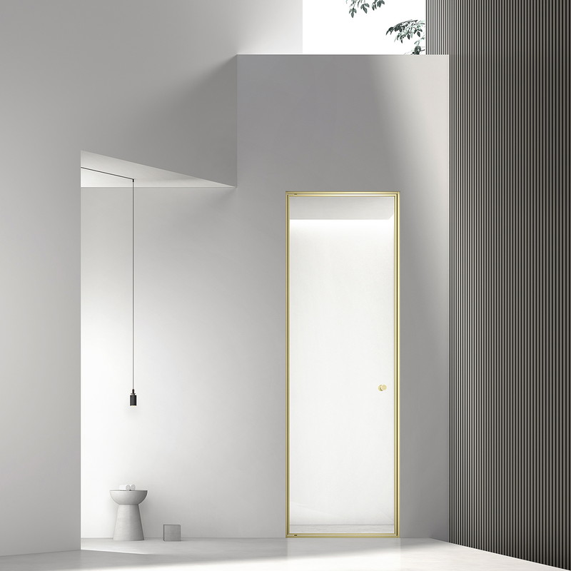 Frameless walk-in glass screen fixed to the floor