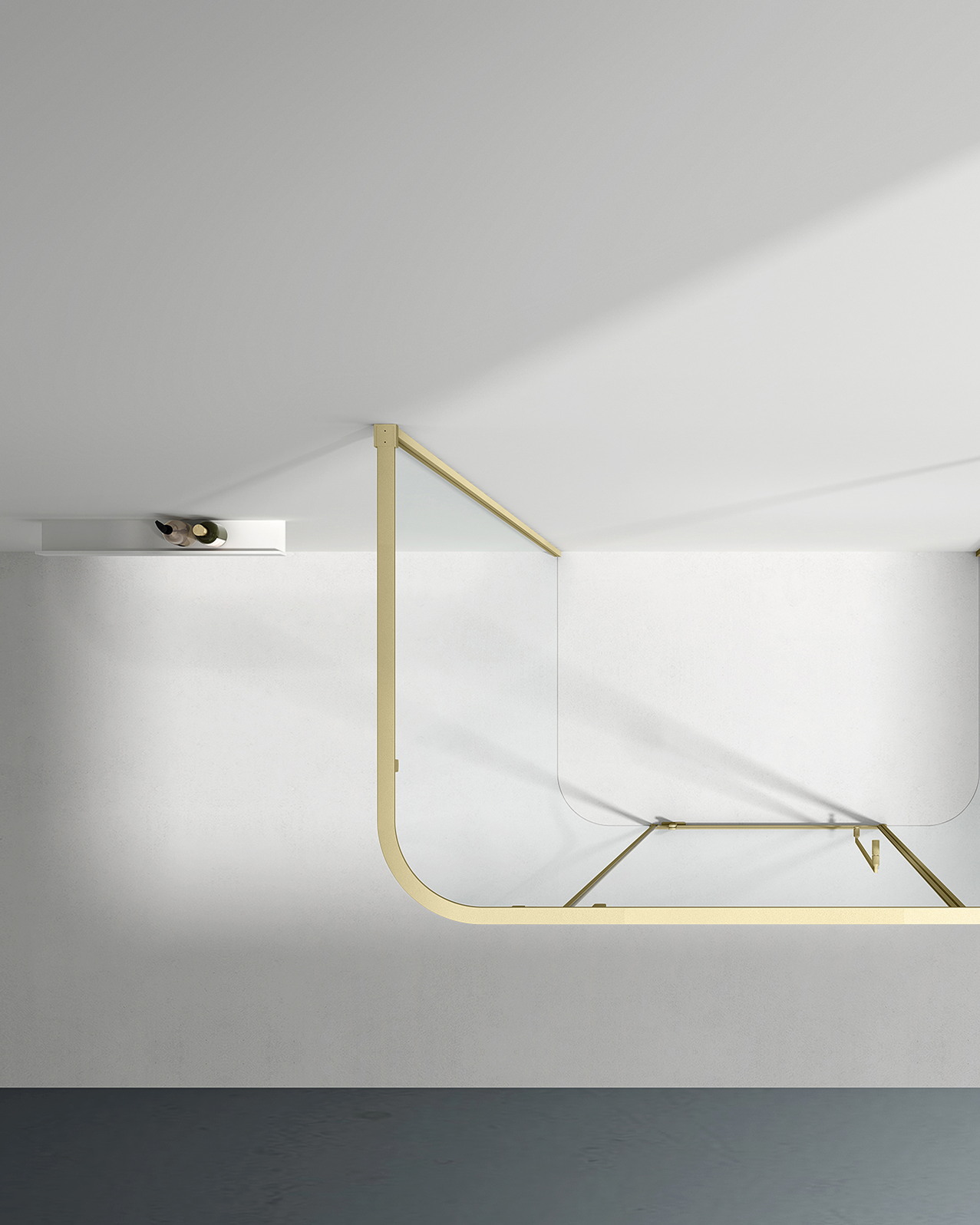 Brass handle and glass clamp detail