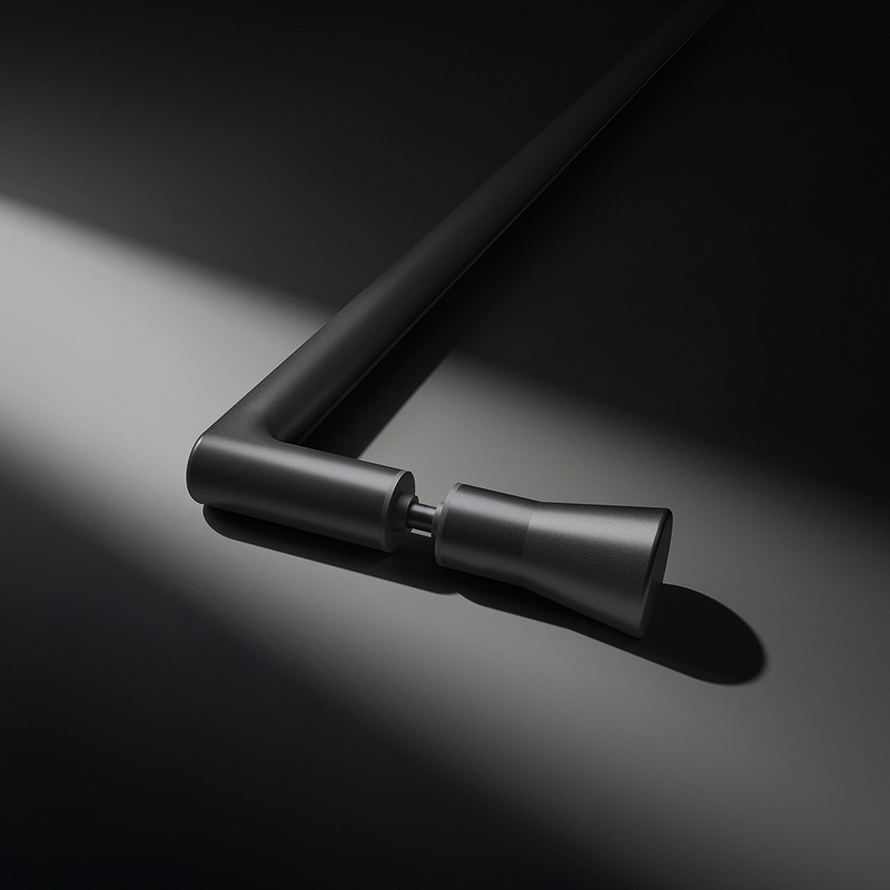 Matt black shower door handle detail