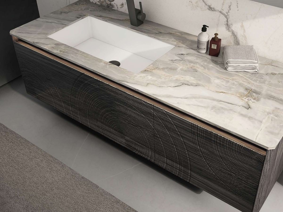 Double integrated basin bathroom vanity
