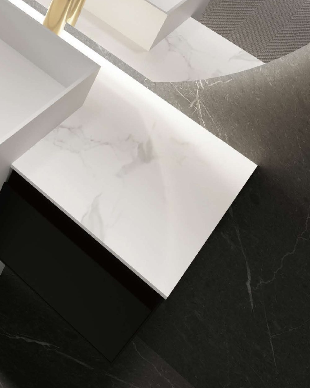 Integrated Basin Bathroom Vanities shown with related bathroom components for specification coordination