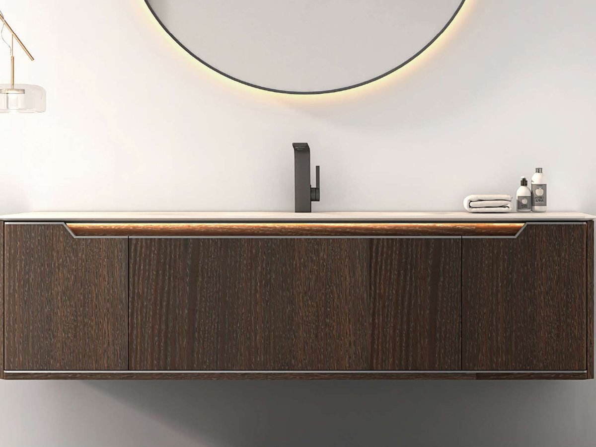 Single integrated basin bathroom vanity