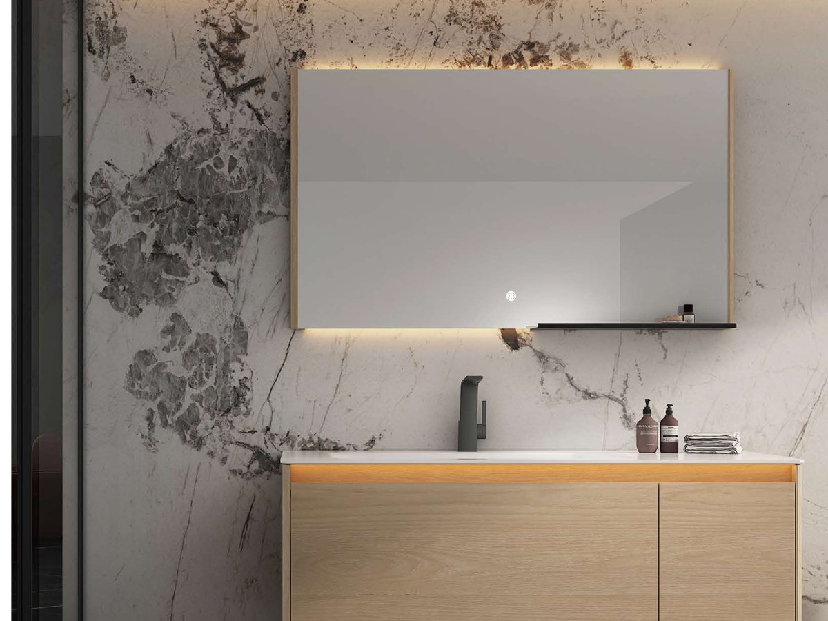 Wall-mounted integrated basin bathroom vanity