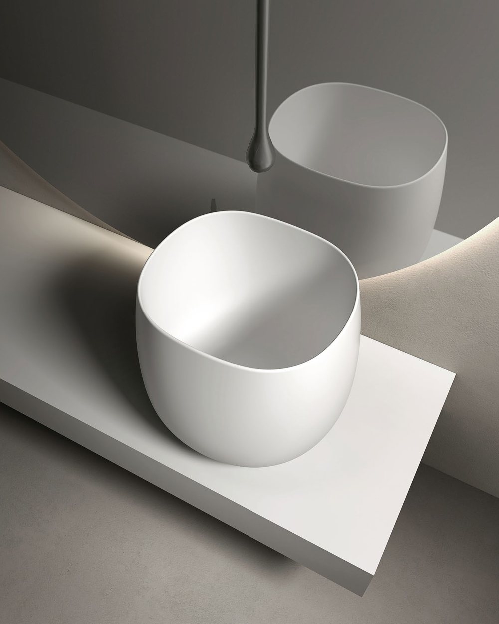 Material, finish and technical options being reviewed for a integrated basins & vanity tops project