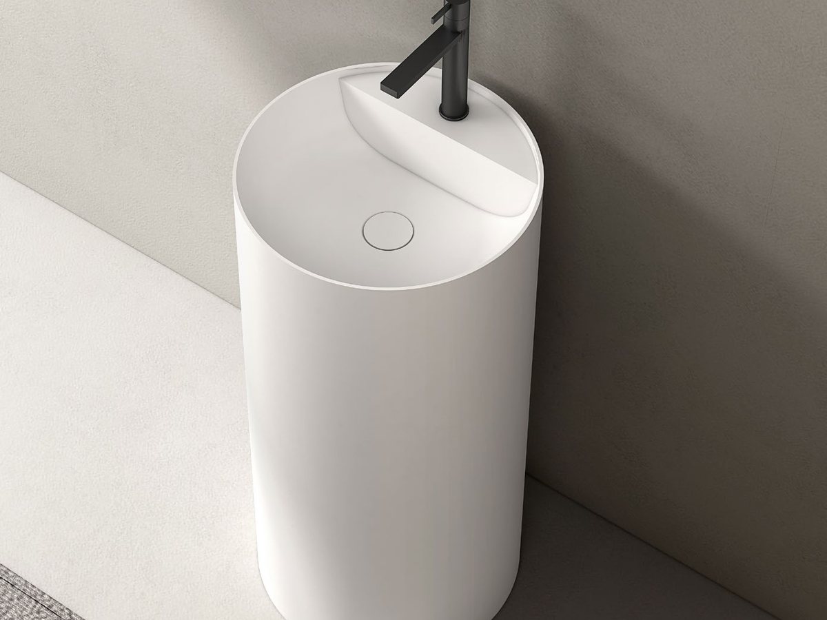 Single-bowl pedestal basin