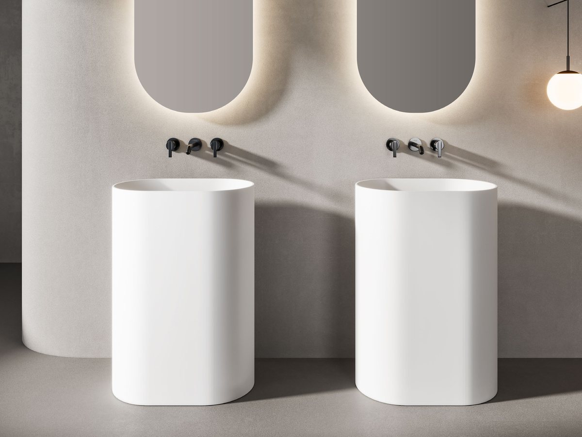 Project pedestal basins repeated across hotel room types