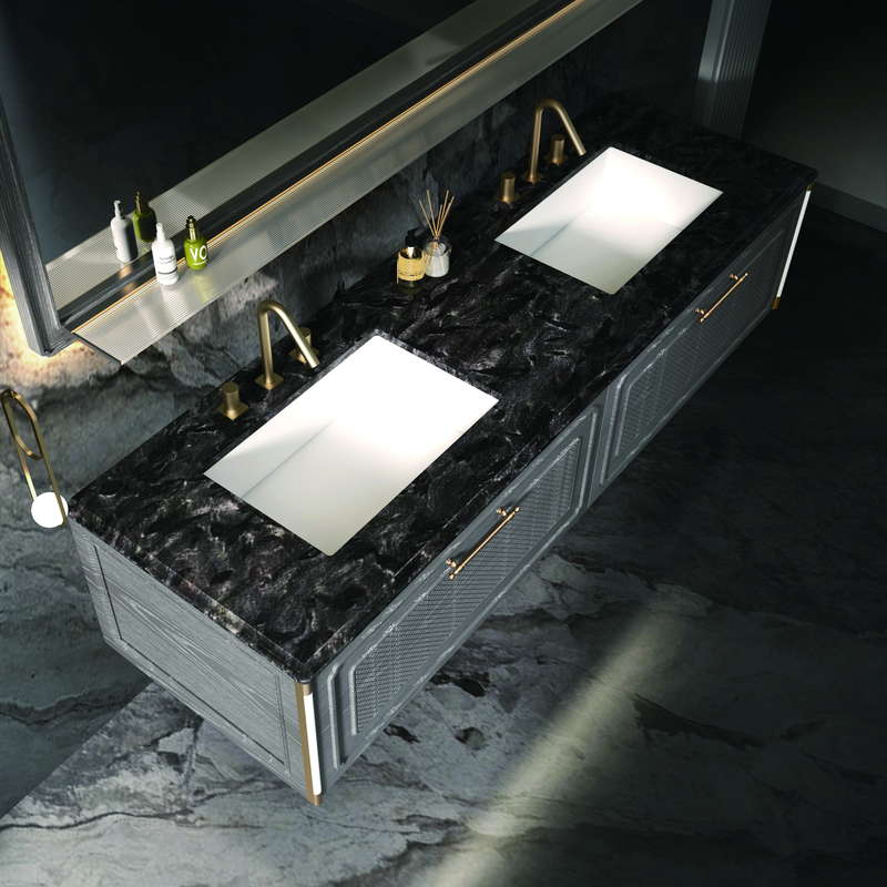 Integrated stone vanity top prepared for a project order