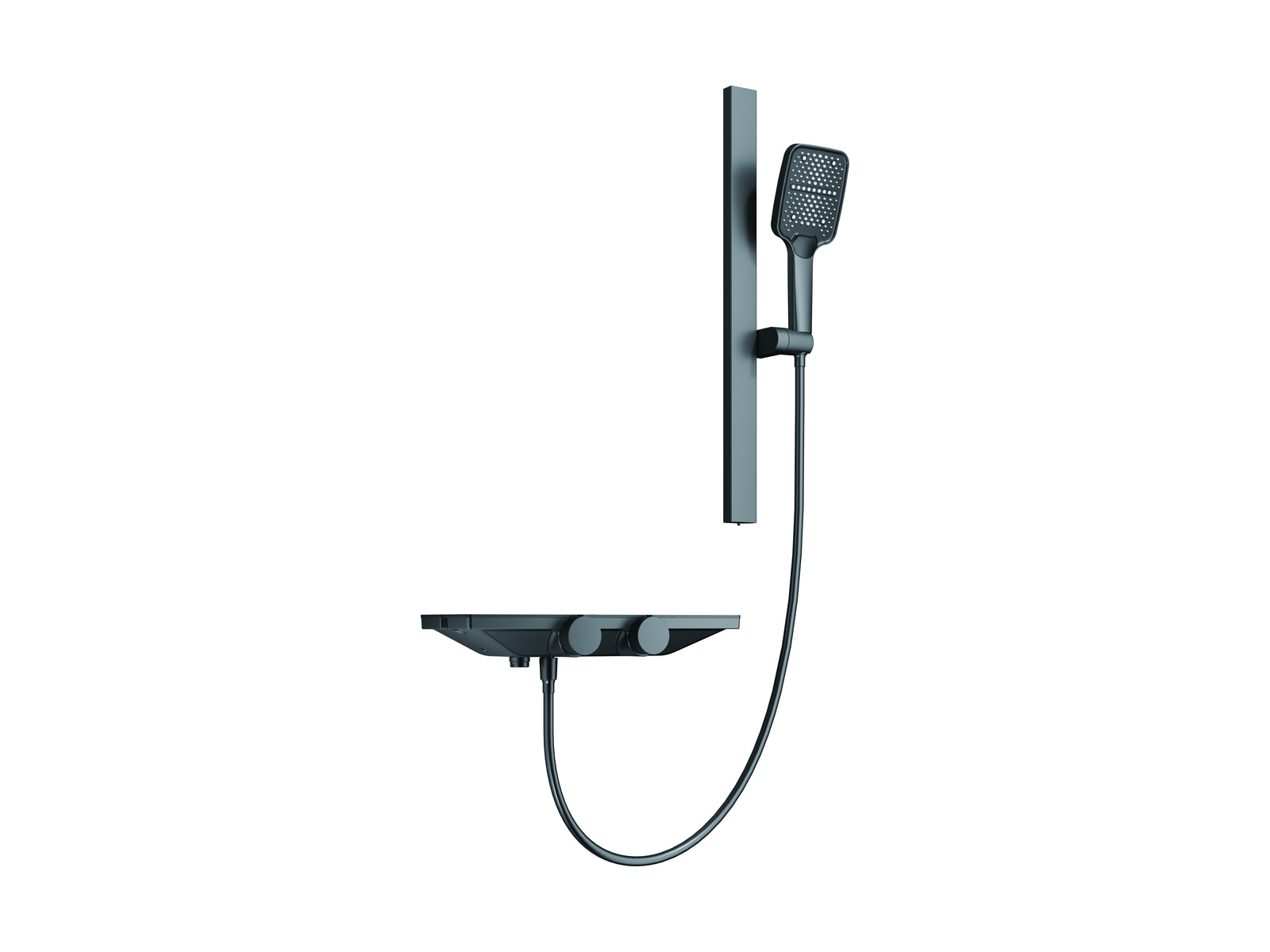 Sliding rail set with integrated shelf and hand shower