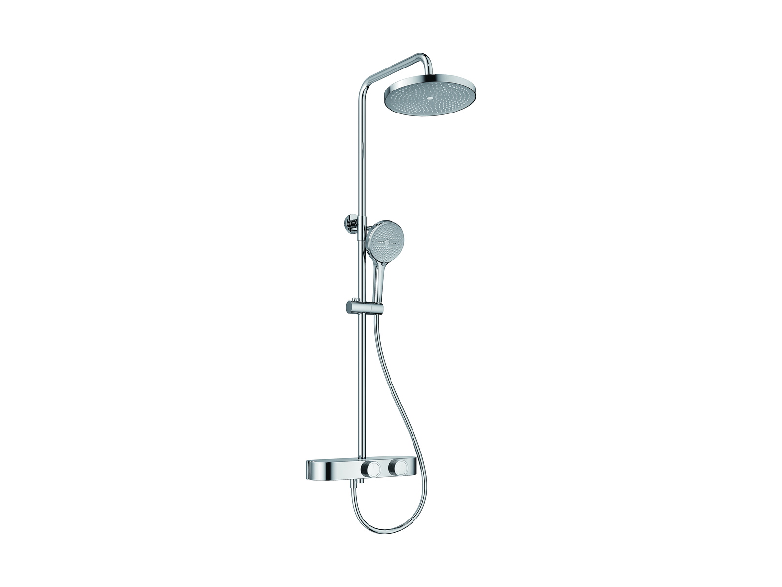 Thermostatic shower system with temperature control bar
