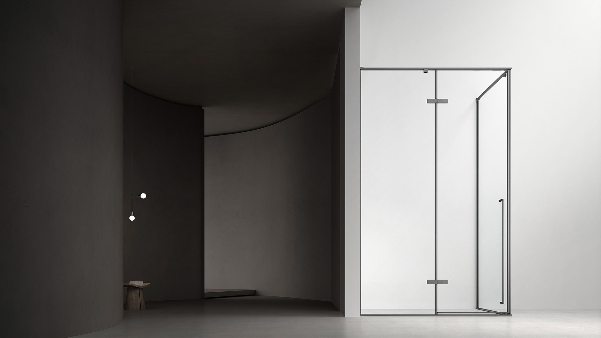 Bathroom space prepared for sliding shower enclosure specification