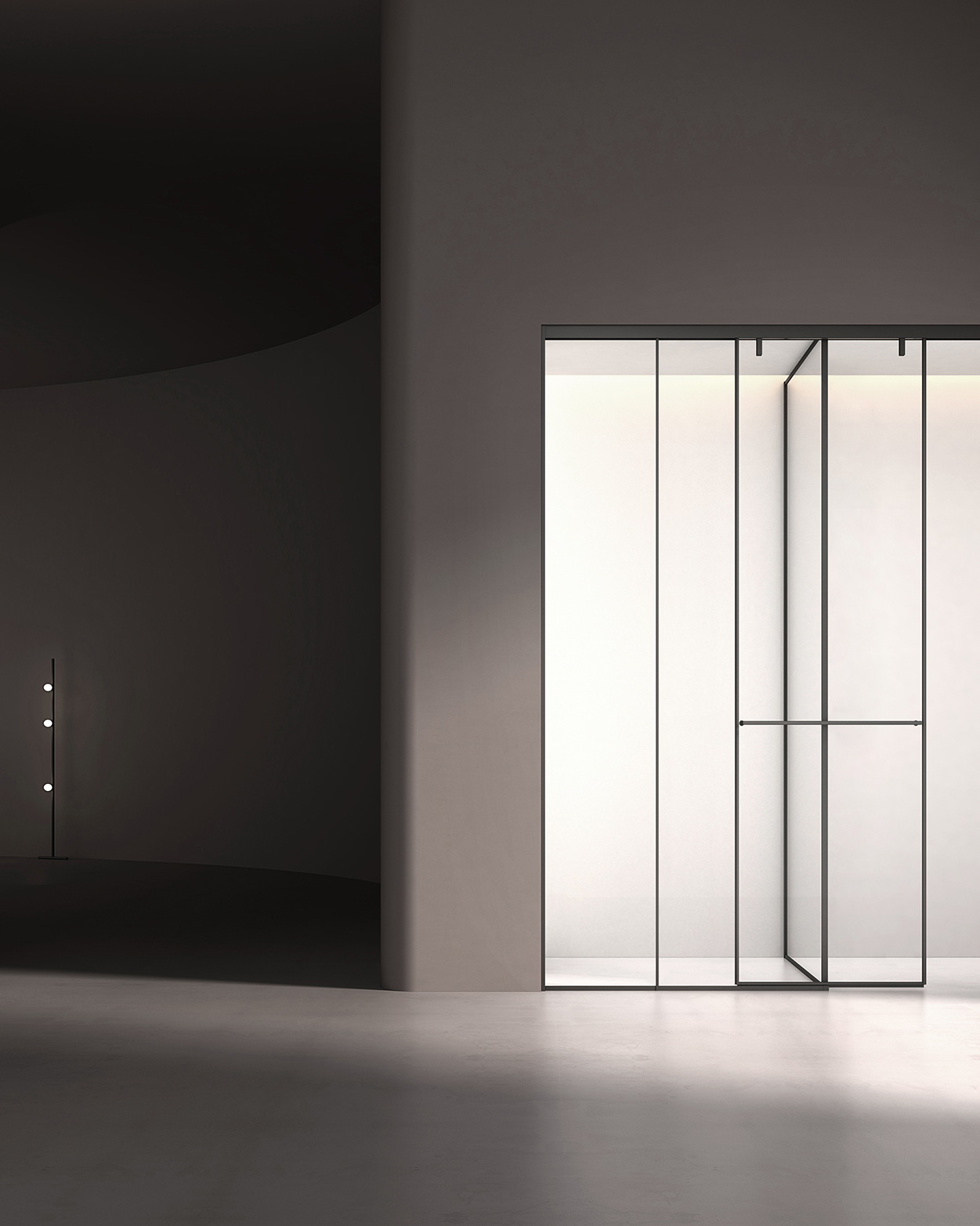 Sliding enclosure configuration compared against the room opening