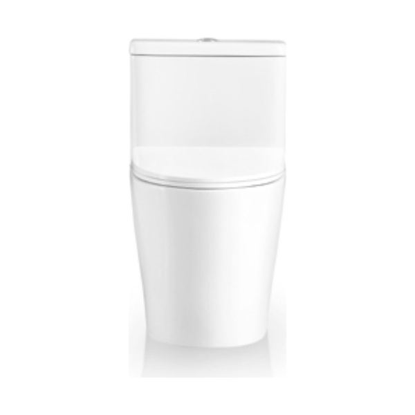 Compact one-piece toilet shown in profile