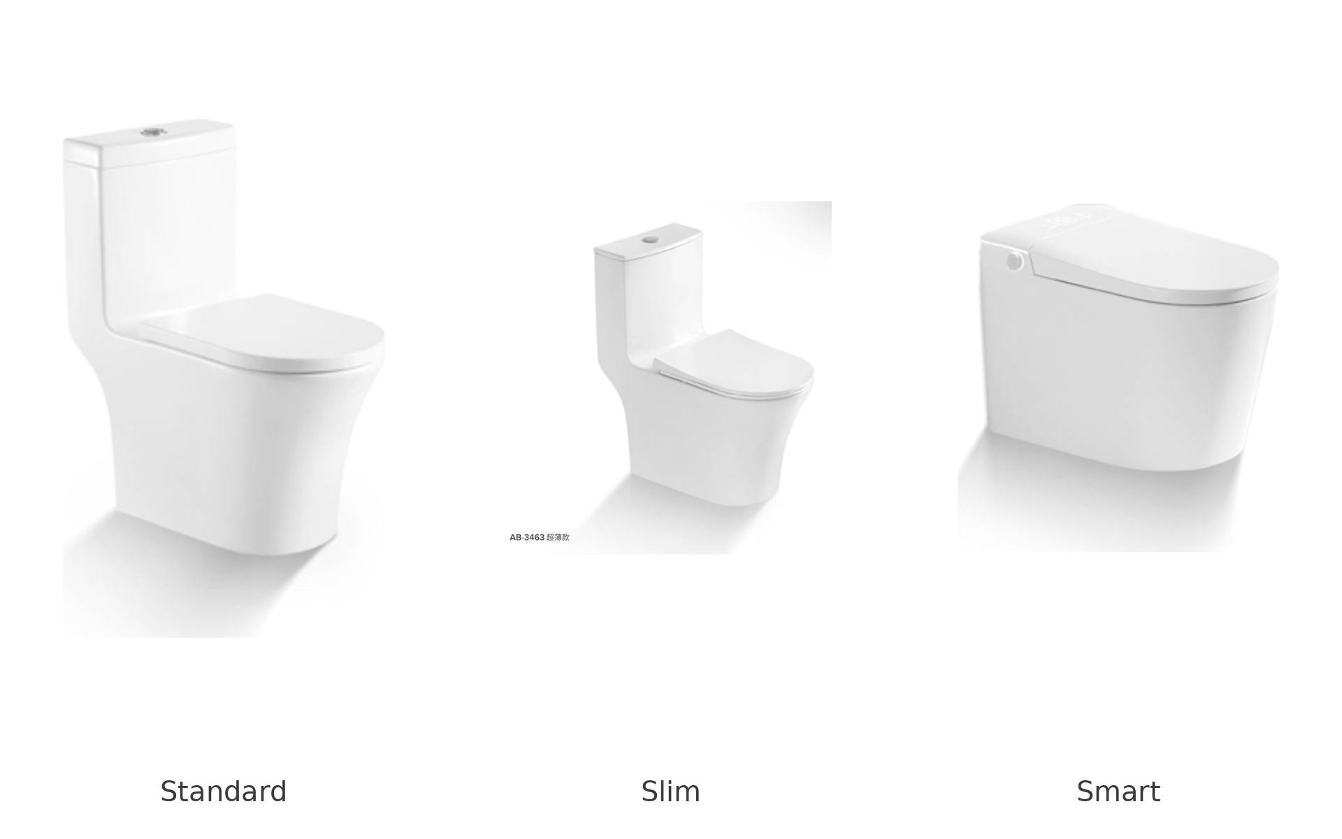 Comparison of standard, slim and smart toilet configurations