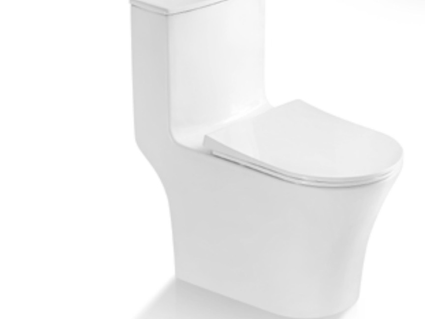 Slim-profile one-piece toilet with a low tank
