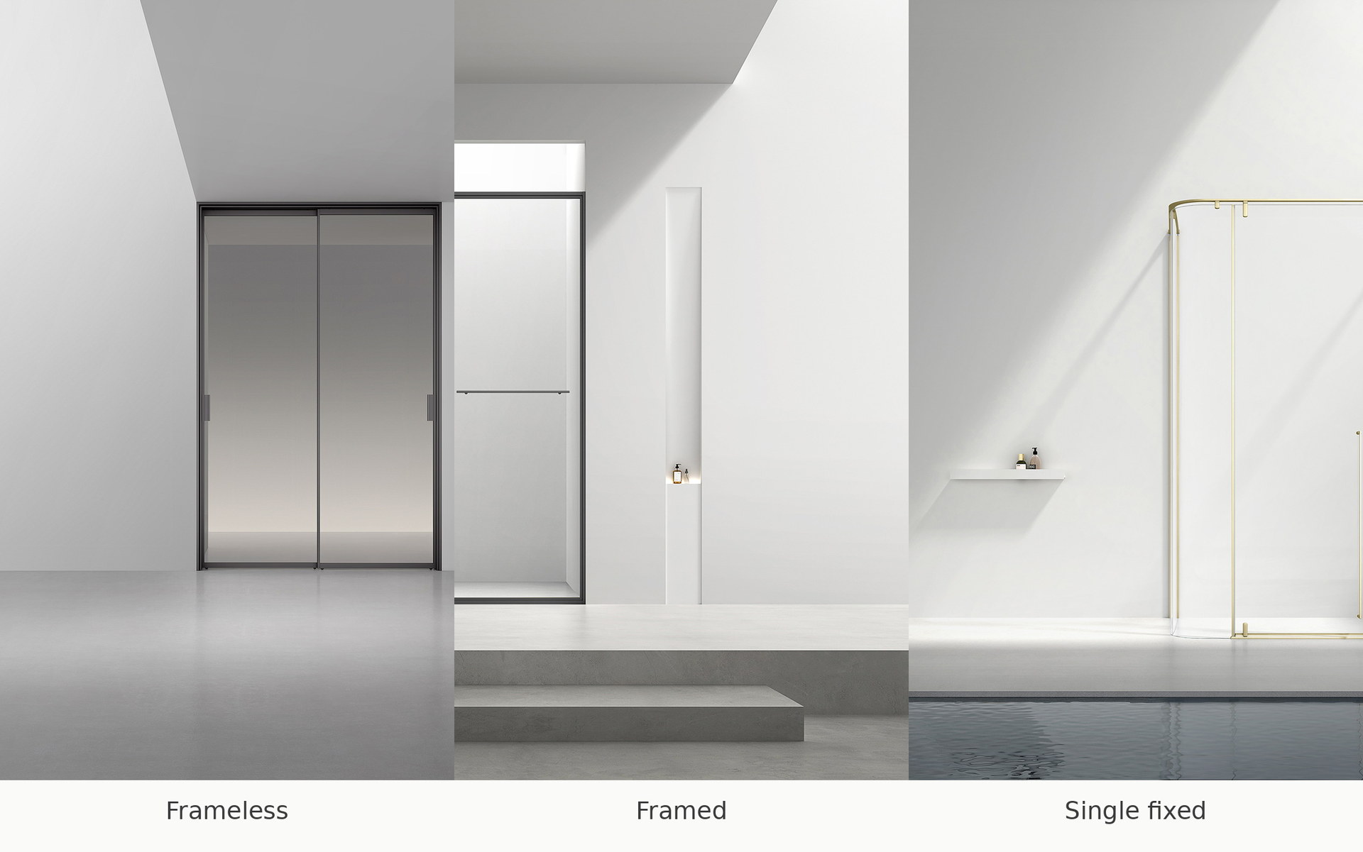 Comparison of frameless, framed and single fixed walk-in shower screens