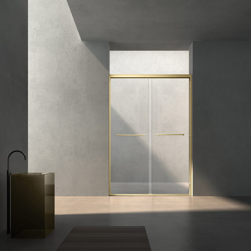 Walk-in shower screen formed by a single fixed glass panel