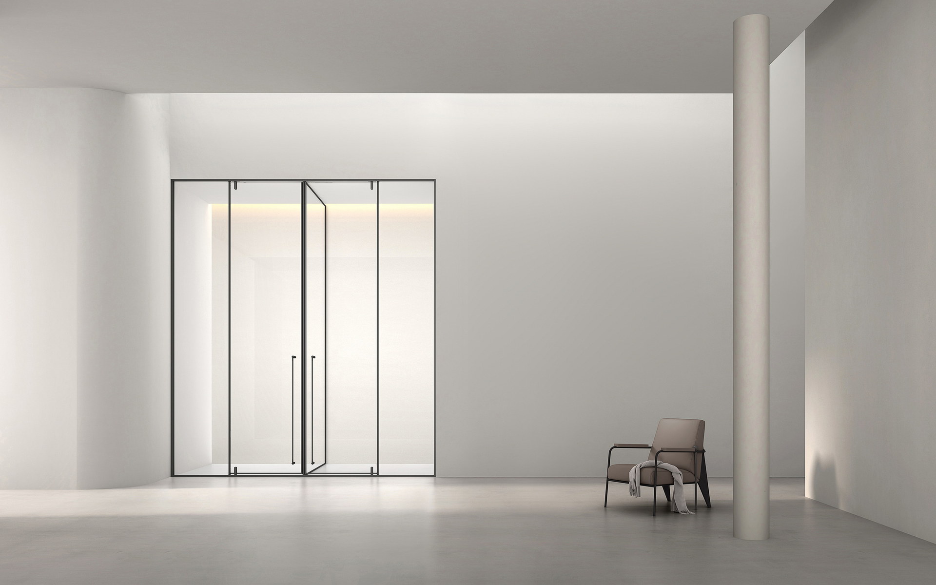 Walk-in shower screen fitted against a finished wall and floor