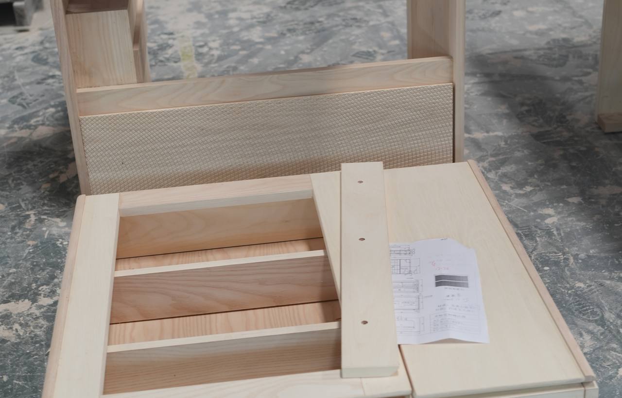 A bathroom vanity packed in a timber crate with its paperwork